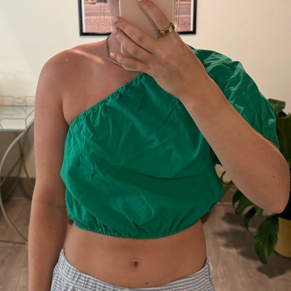 Green One-Shoulder Women's Top